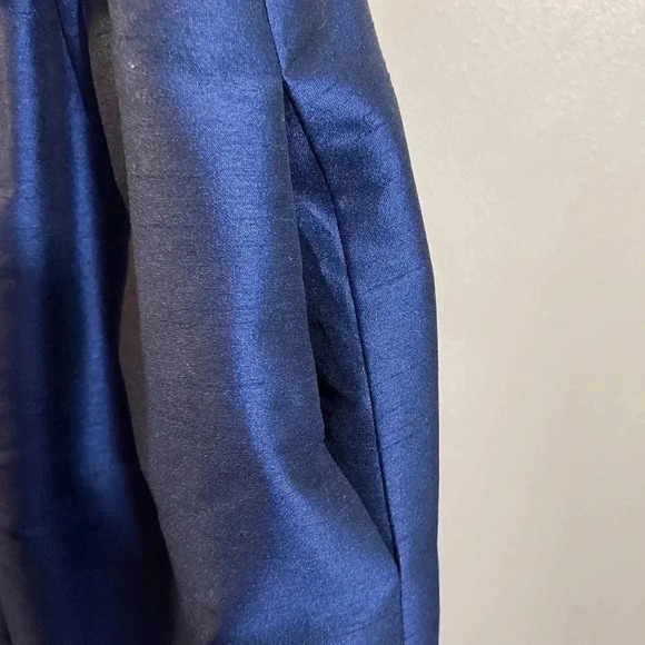 Alfred Sung Halter Style Low Back Dupioni Bridesmaid Gown Prom Navy Blue Sz 4 - Picture 7 of 8